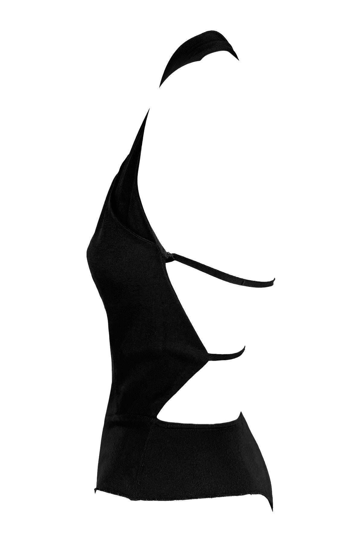 F/W 2001 Azzedine Alaïa Body dos nu en viscose noire Top de corps en vente 1