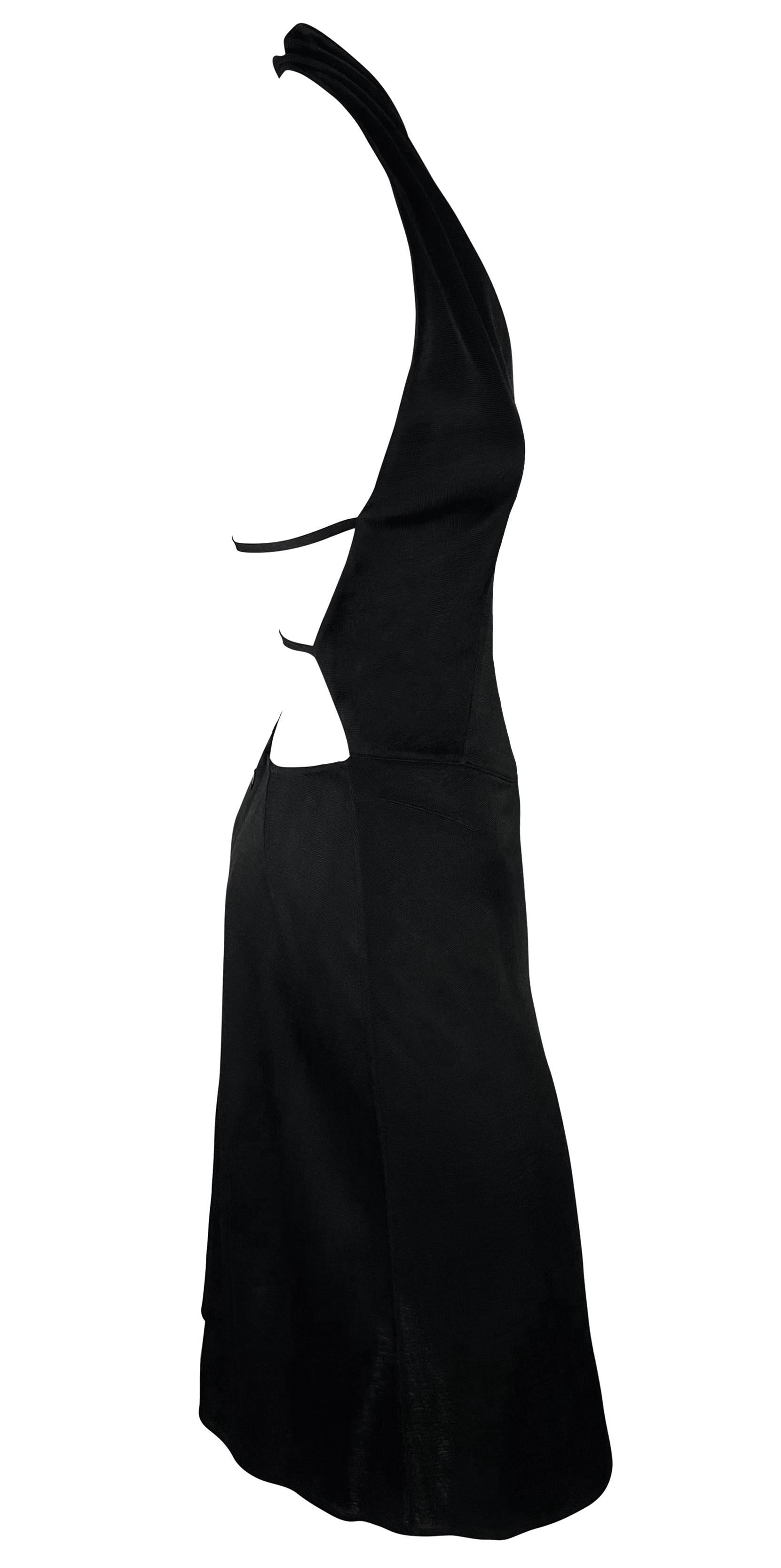 F/W 2001 Azzedine Alaïa Black Knit Backless Strap Bodycon Halter Mini Dress In Excellent Condition For Sale In West Hollywood, CA