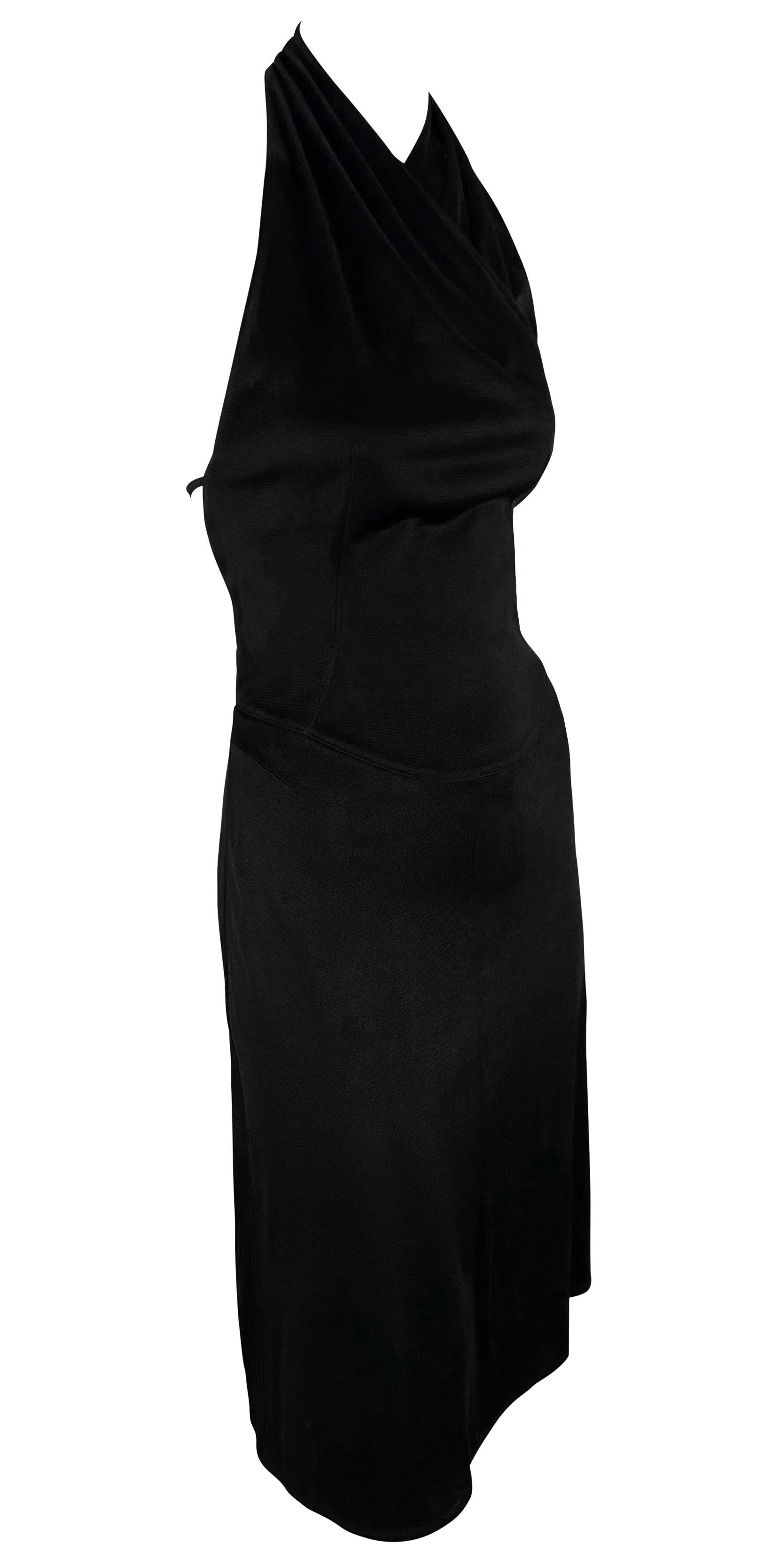 Women's F/W 2001 Azzedine Alaïa Black Knit Backless Strap Bodycon Halter Mini Dress For Sale