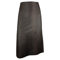 A/I 2001 Calvin Klein Gonna midi in vero pitone marrone cioccolato