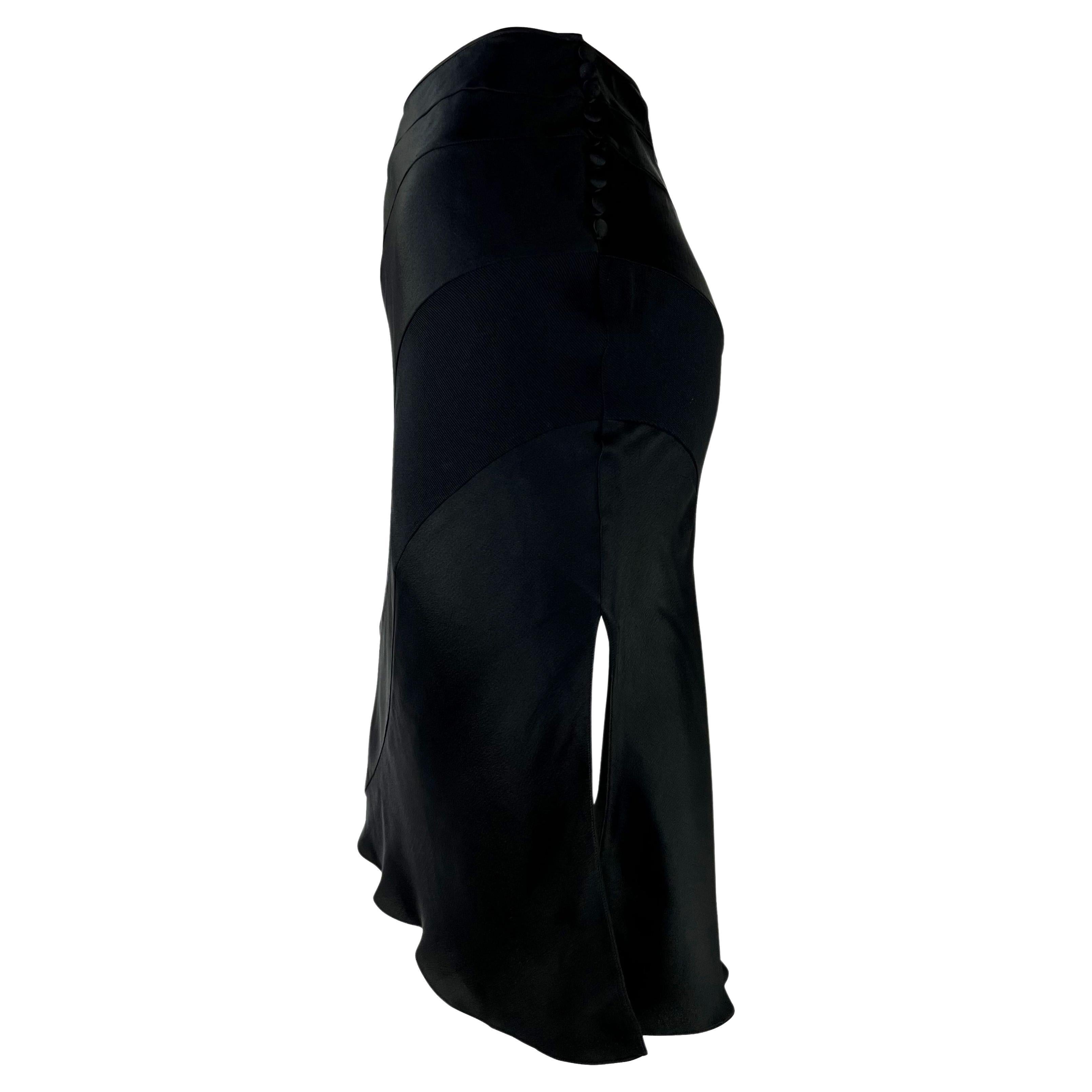 F/W 2001 Christian Dior by John Galliano Black Satin Panel Flare Skirt In Good Condition In West Hollywood, CA