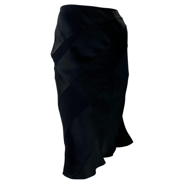 F/W 2001 Christian Dior by John Galliano Black Satin Panel Flare Skirt For Sale 1