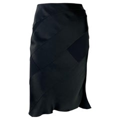 F/W 2001 Christian Dior by John Galliano Black Satin Panel Flare Skirt
