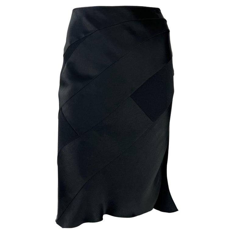 F/W 2001 Christian Dior by John Galliano Black Satin Panel Flare Skirt For Sale