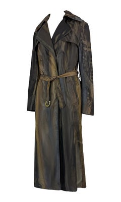 F/W 2001 Christian Dior by John Galliano Brown Nylon Abstract Watercolor Coat