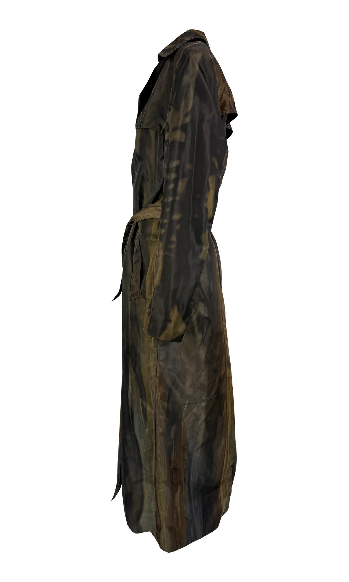 Black F/W 2001 Christian Dior by John Galliano Brown Nylon Abstract Watercolor Coat For Sale
