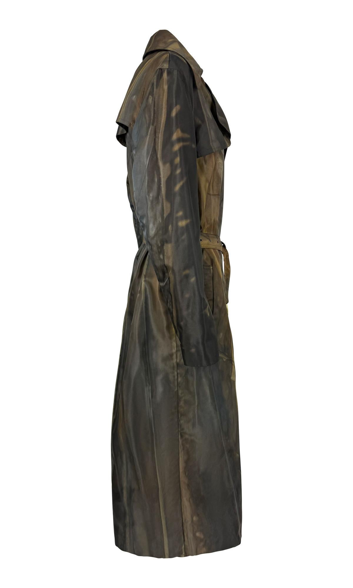 Women's F/W 2001 Christian Dior by John Galliano Brown Nylon Abstract Watercolor Coat For Sale