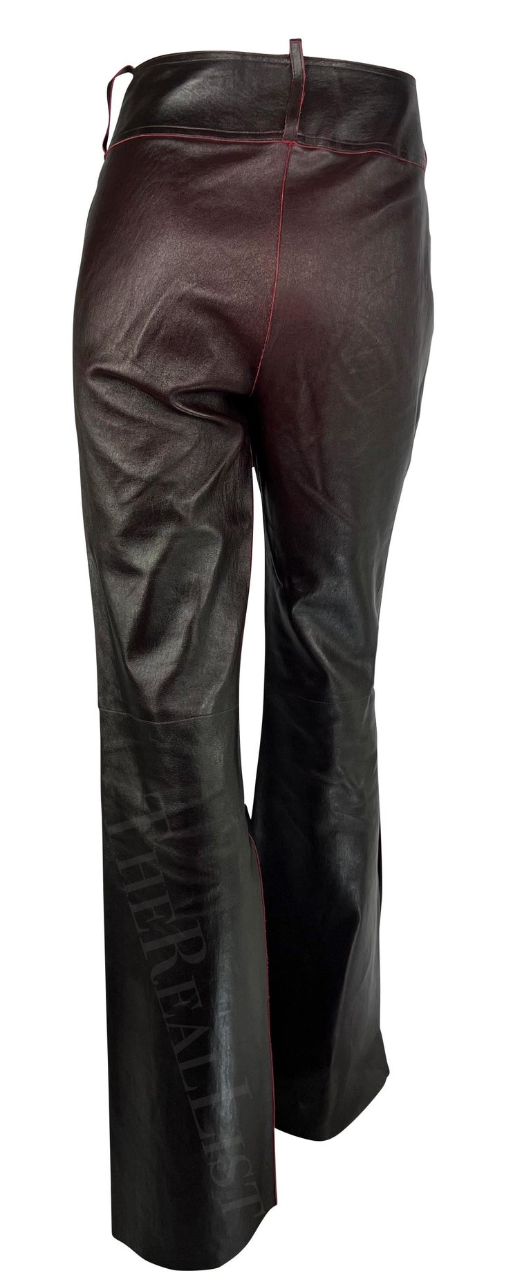 F/W 2001 Christian Dior by John Galliano Brown/Red Flare Leather Pants ...