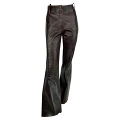 F/W 2001 Christian Dior by John Galliano Brown/Red Flare Leather Pants