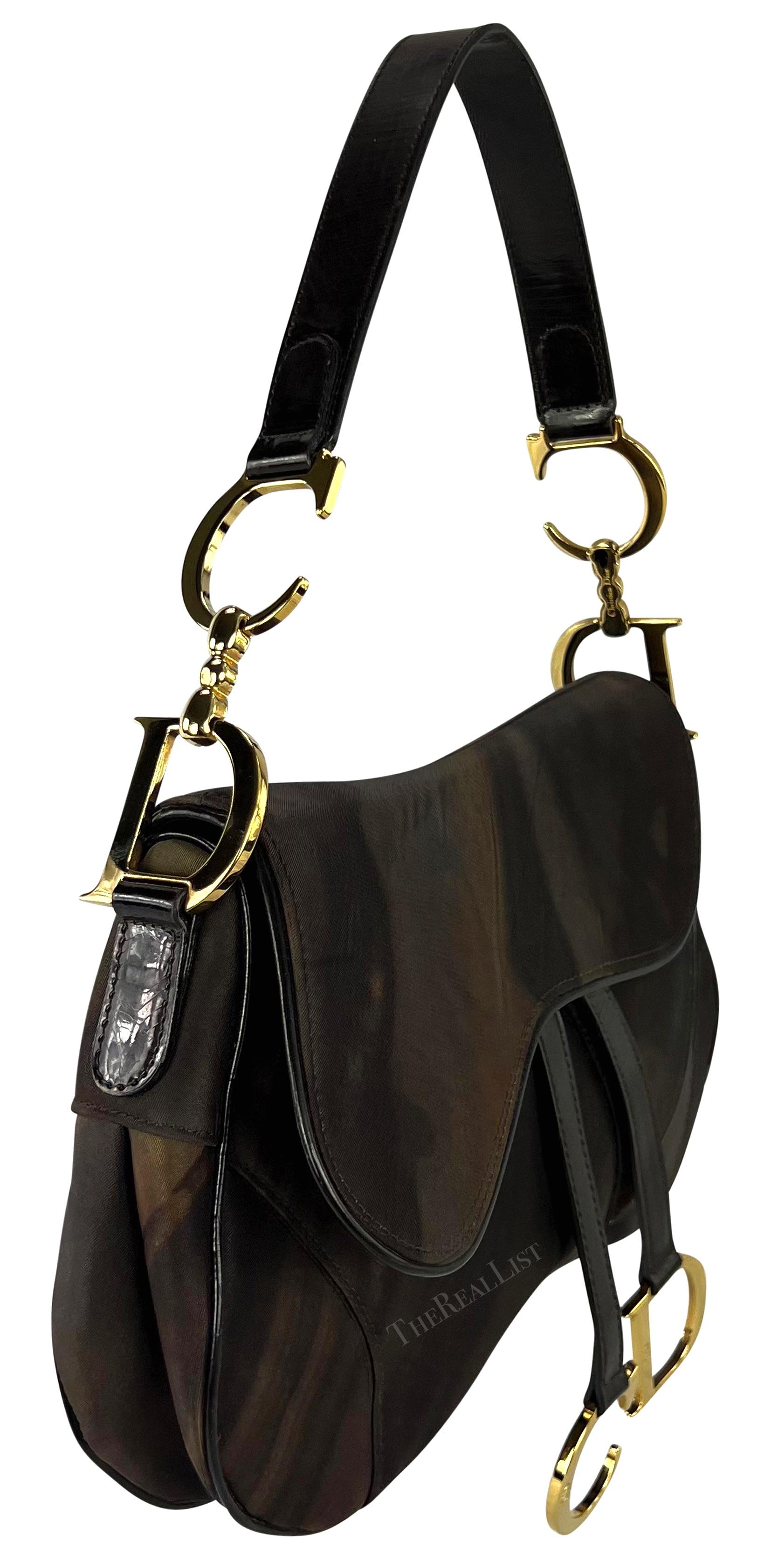 F/W 2001 Christian Dior by John Galliano Brown Watercolor Double Saddle Bag 4