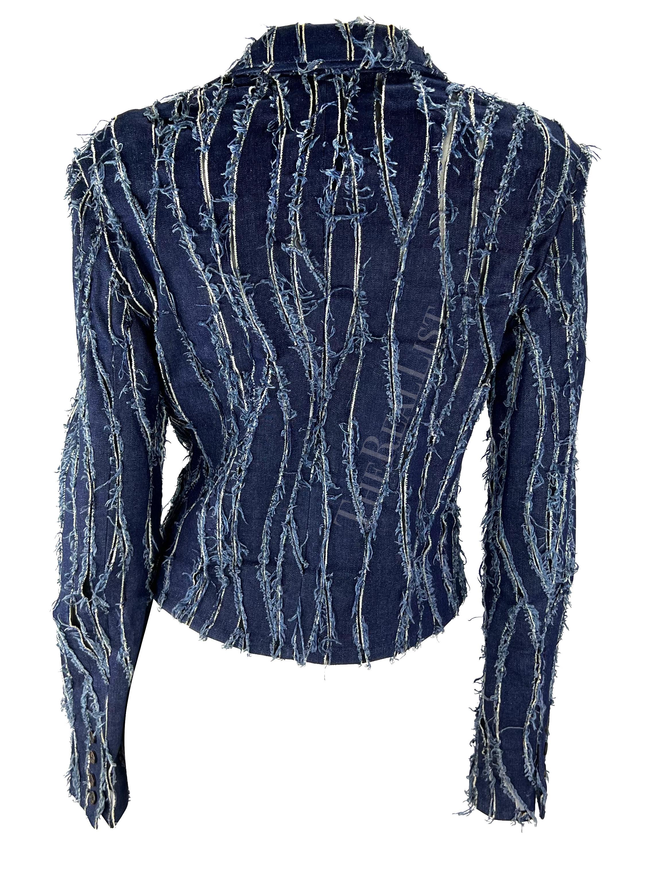 Veste en jean délavé à panneaux transparents Christian Dior by John Galliano, A/H 2001 Pour femmes en vente