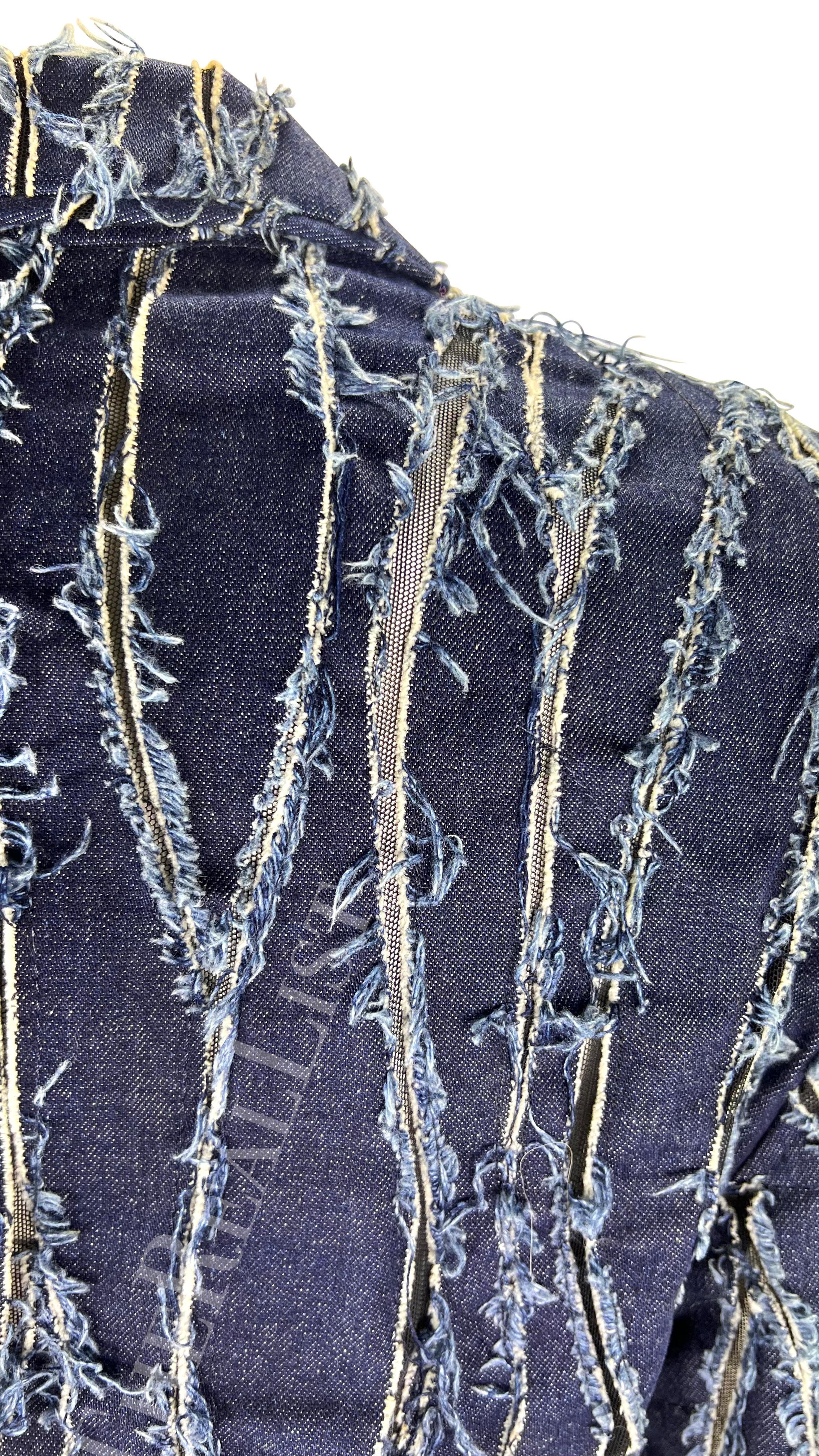 Veste en jean délavé à panneaux transparents Christian Dior by John Galliano, A/H 2001 Pour femmes en vente