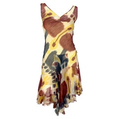F/W 2001 Christian Dior by John Galliano Sheer Ikat Silk Flare Midi Dress
