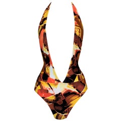 F/W 2001 Christian Dior John Galliano Plunging Cadillac Car Print Swimsuit