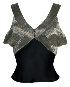 F/W 2001 Christian Dior John Galliano Runway Beaded Black & Silver Crop Top