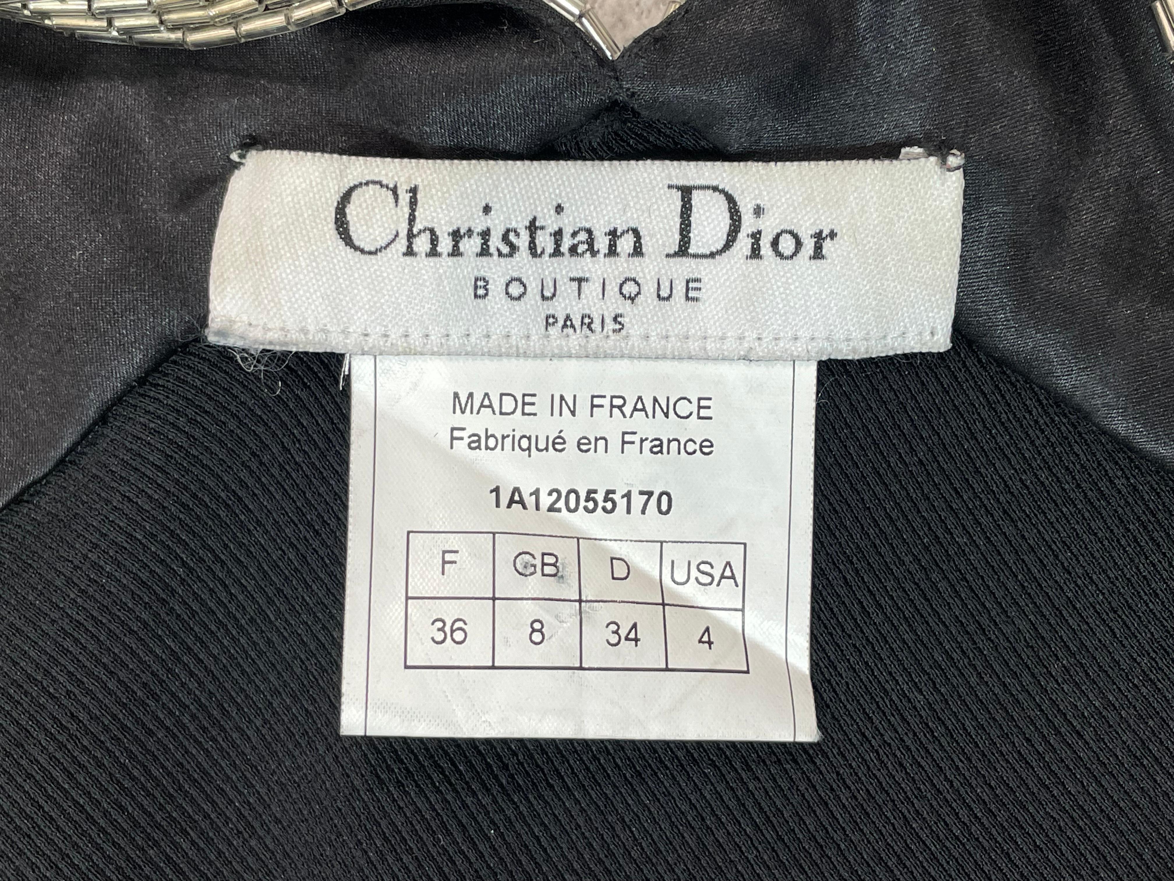 F/W 2001 Christian Dior John Galliano Runway Beaded Black & Silver Crop Top In Good Condition In Yukon, OK
