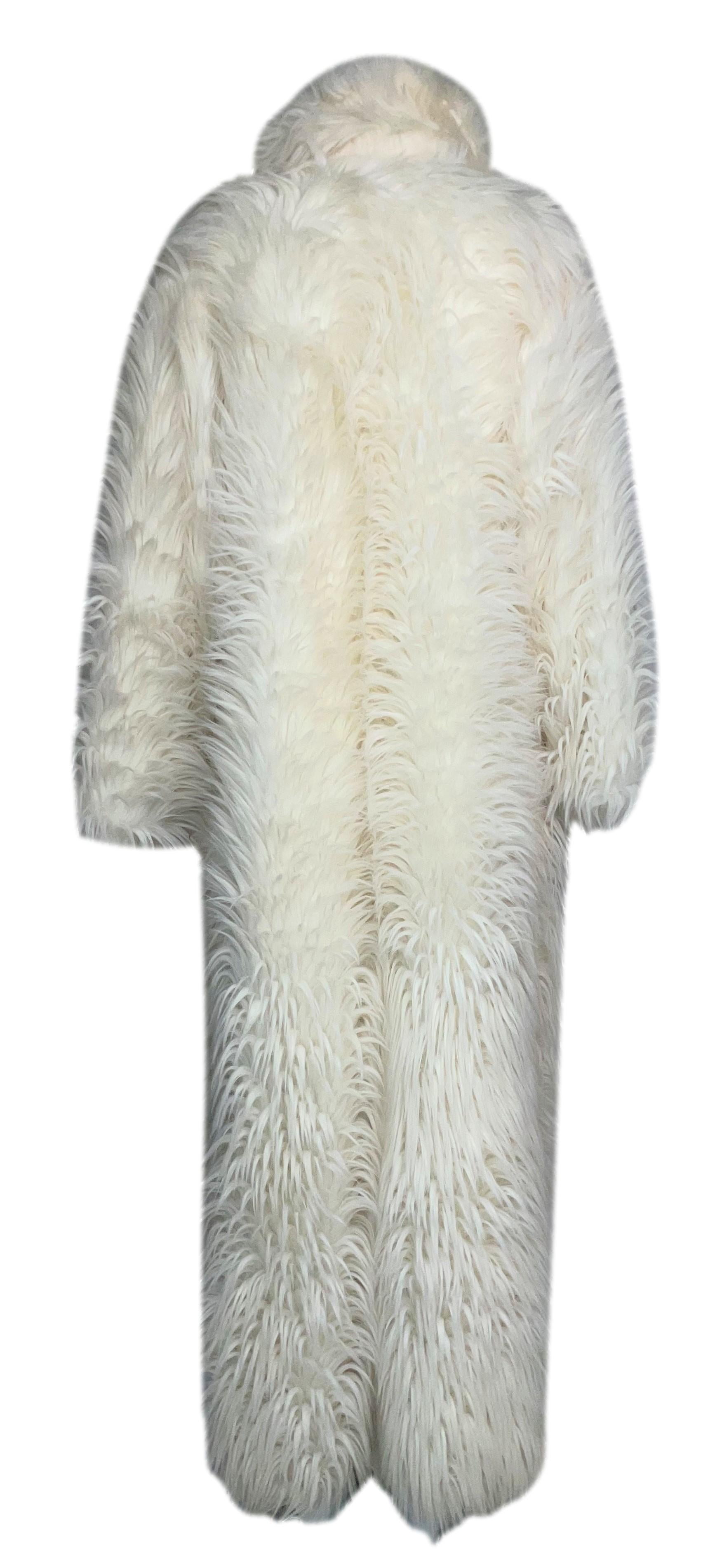 Gray F/W 2001 D&G by Dolce & Gabbana White Faux Fur Long Coat
