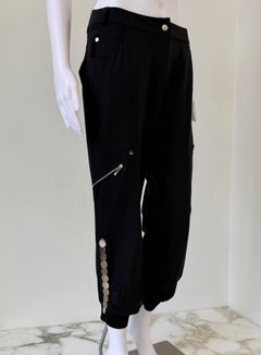 Christian Dior F/W 2001 Women's Black Coin-Detail Jogger Pants, Italy