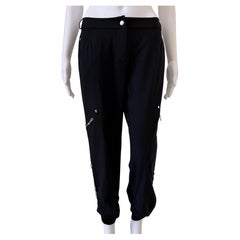 Christian Dior F/W 2001 Women's Black Coin-Detail Jogger Pants, Italy