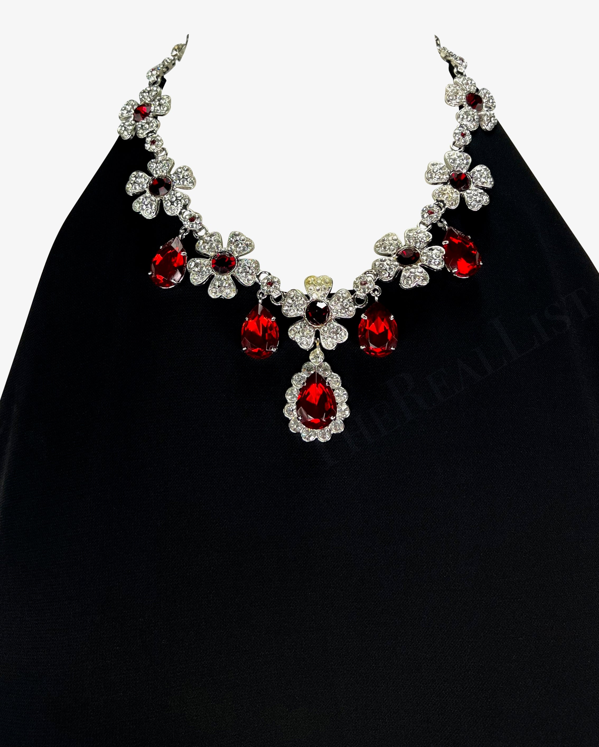 F/W 2001 Dolce & Gabbana Black Halterneck Jewel Necklace Midi Dress In Excellent Condition For Sale In West Hollywood, CA