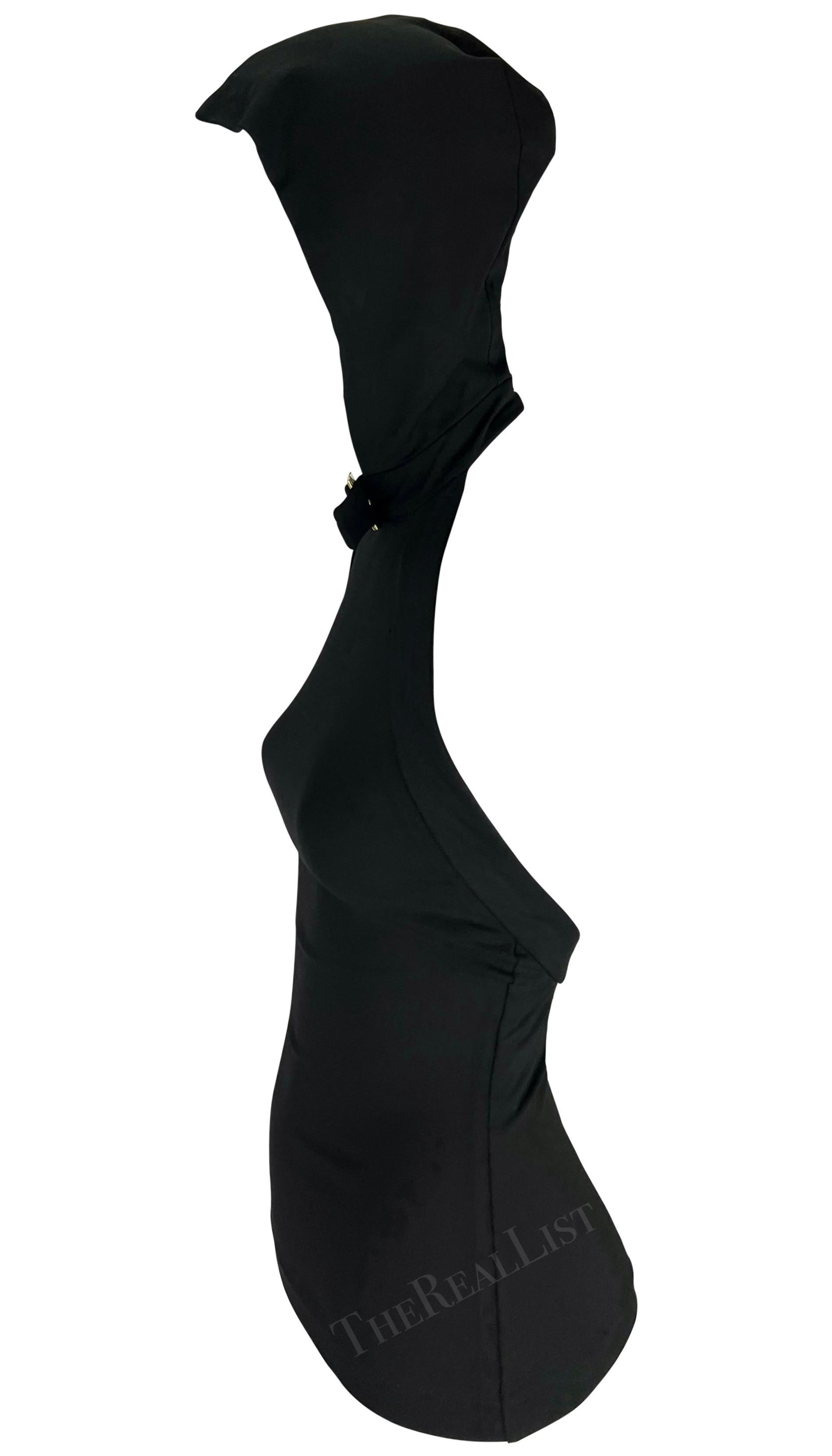 F/W 2001 Dolce & Gabbana Black Hooded Logo Buckle Sleeveless Halter Top For Sale 1