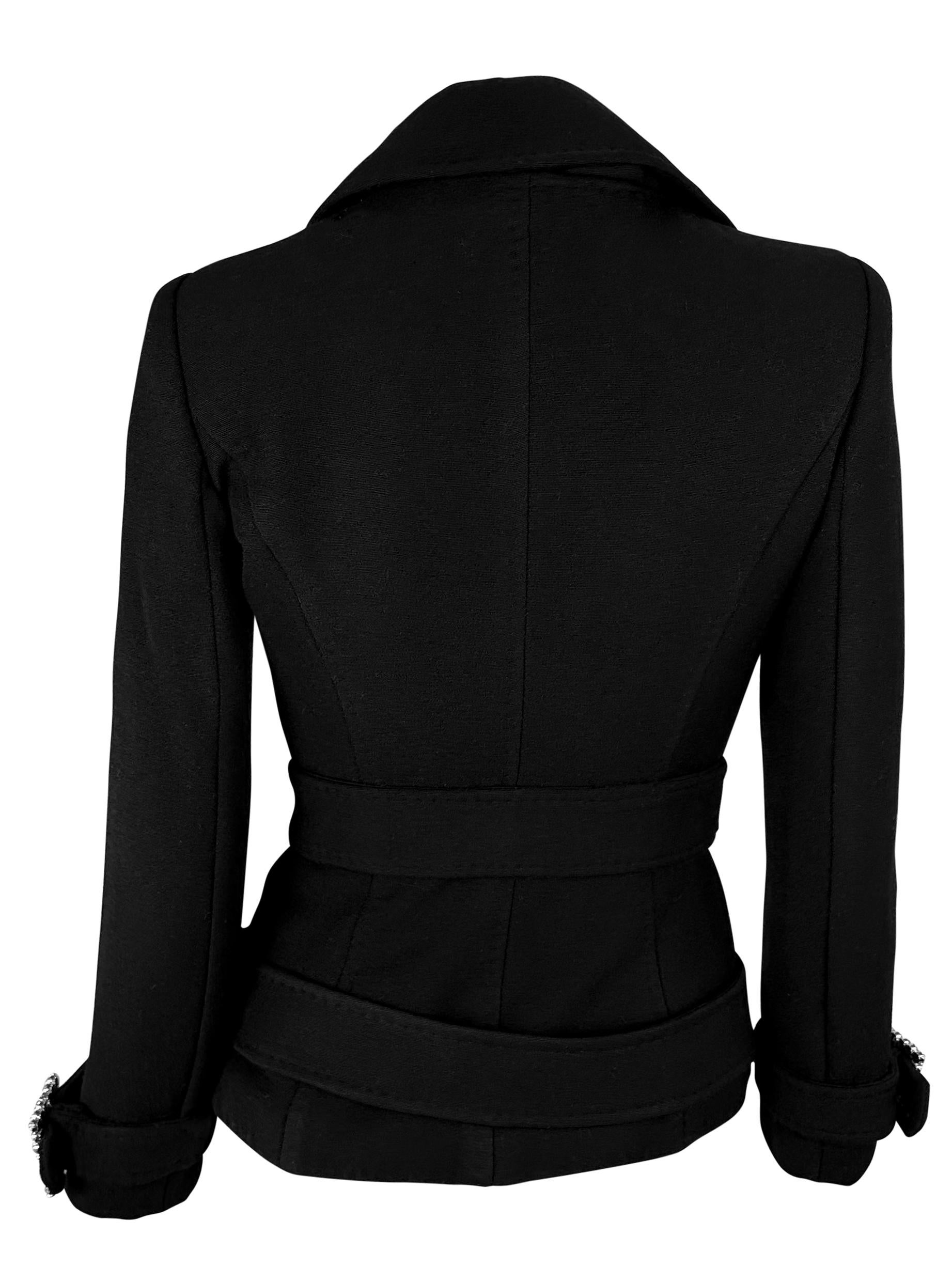 A/I 2001 Dolce & Gabbana - Giacca in lana nera con doppia fibbia di strass in vendita 1