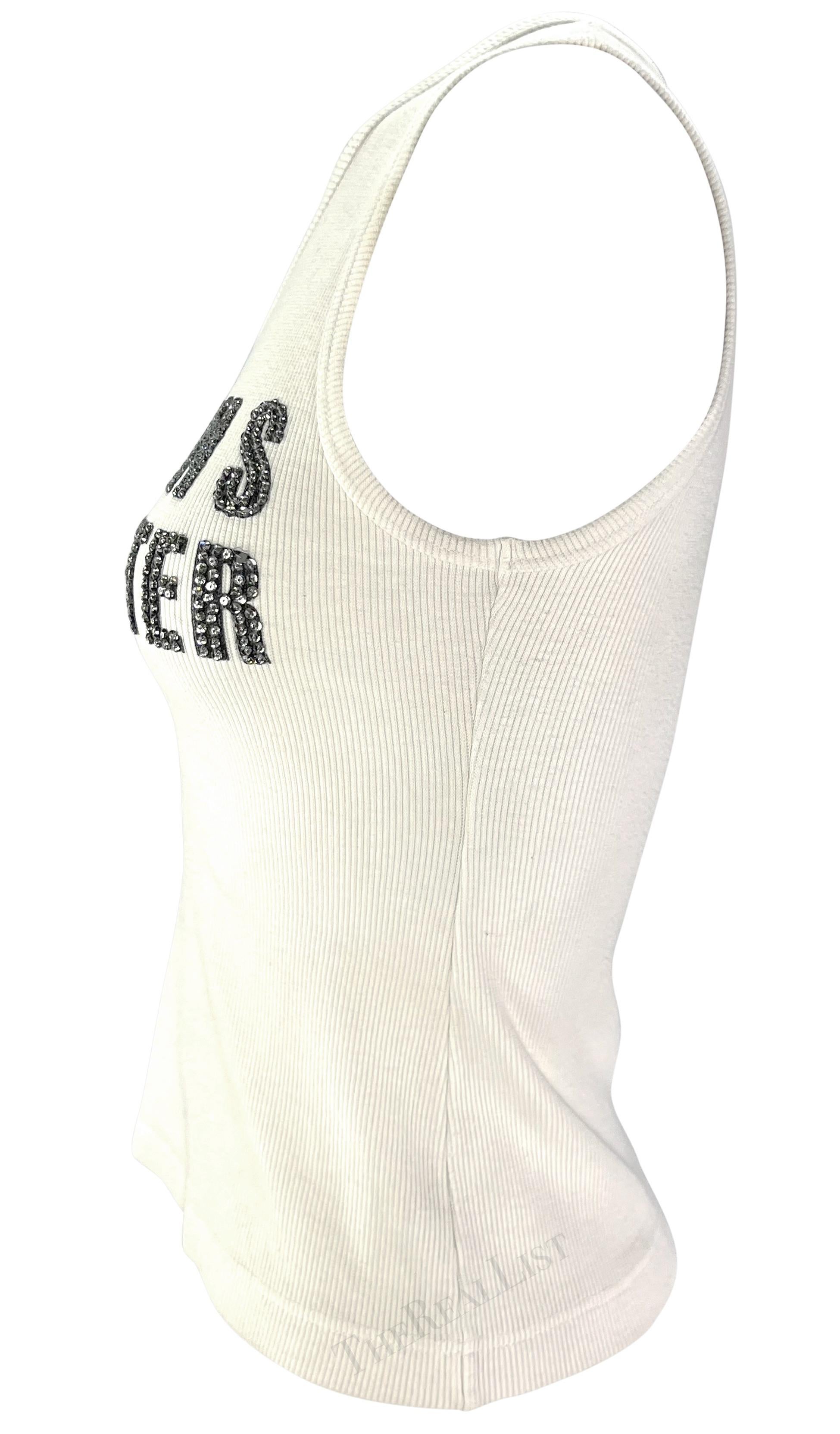 Women's F/W 2001 Dolce & Gabbana Rhinestone 'Italians Do It Better' Ribbed Tank Top