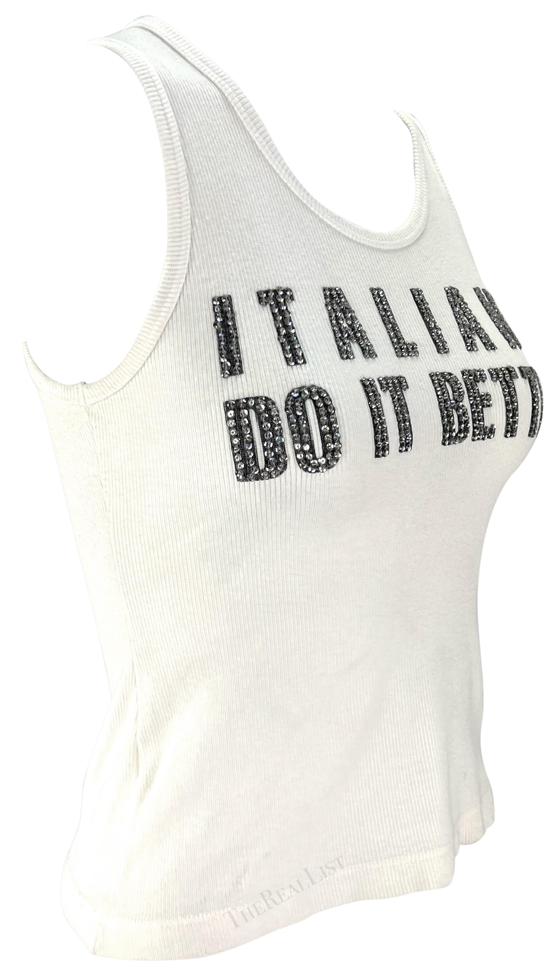 F/W 2001 Dolce & Gabbana Rhinestone 'Italians Do It Better' Ribbed Tank Top 3