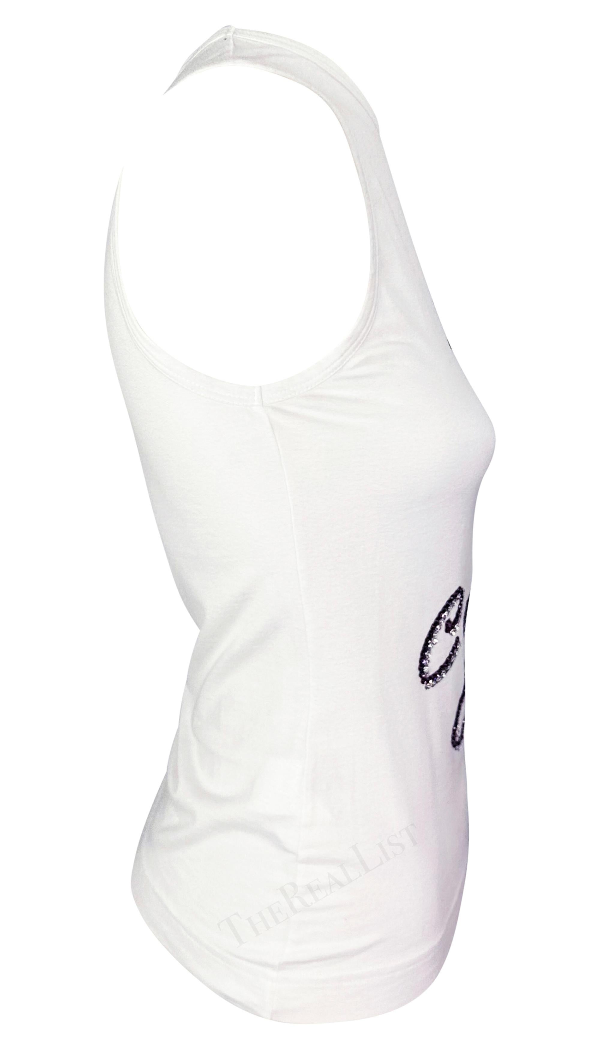 F/W 2001 Dolce & Gabbana Rhinestone Martini 'Chin Chin' White Sleeveless Top For Sale 1