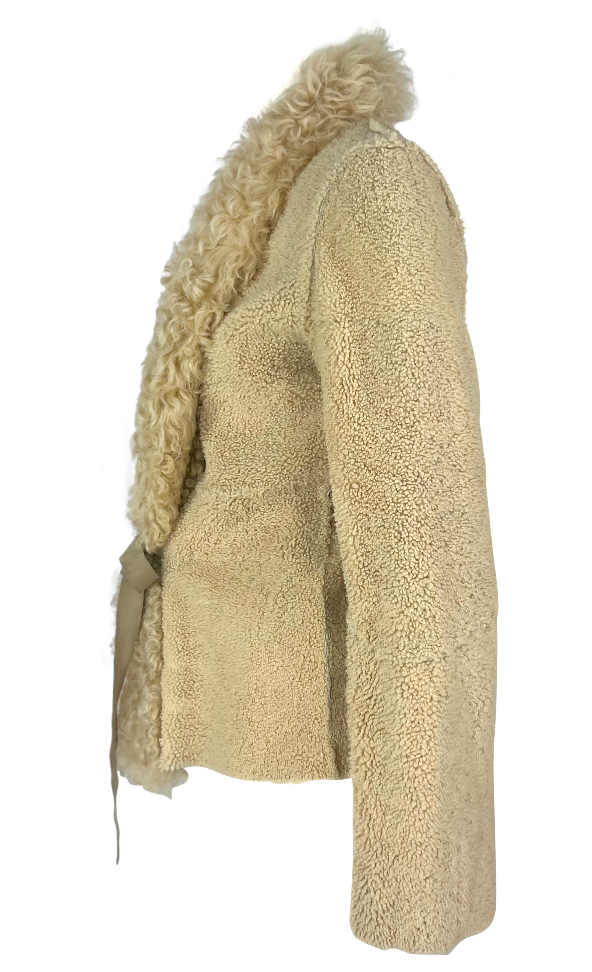 Women's F/W 2001 Dolce & Gabbana Runway Beige Mongolian Lamb Shearling Jacket