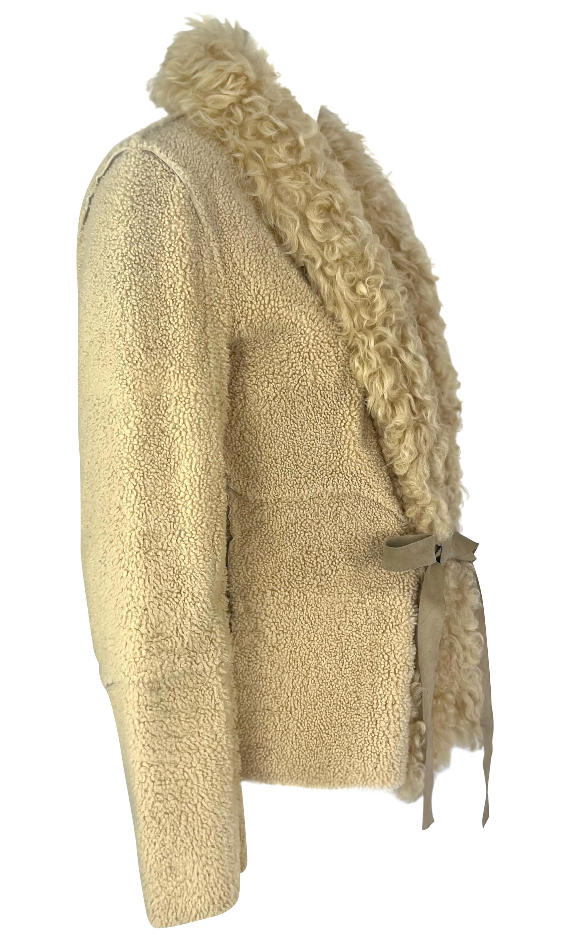 F/W 2001 Dolce & Gabbana Runway Beige Mongolian Lamb Shearling Jacket 2