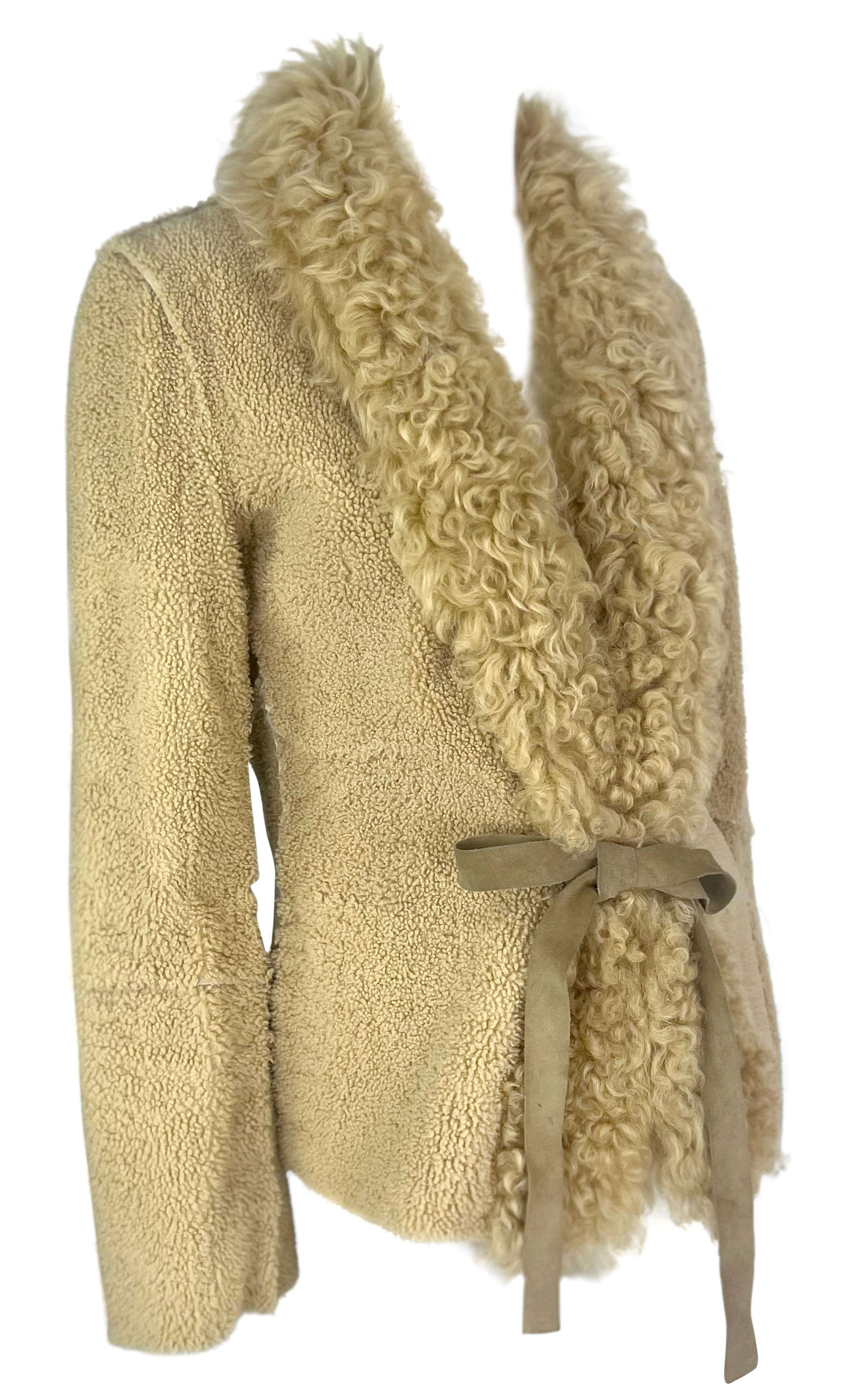 F/W 2001 Dolce & Gabbana Runway Beige Mongolian Lamb Shearling Jacket 3
