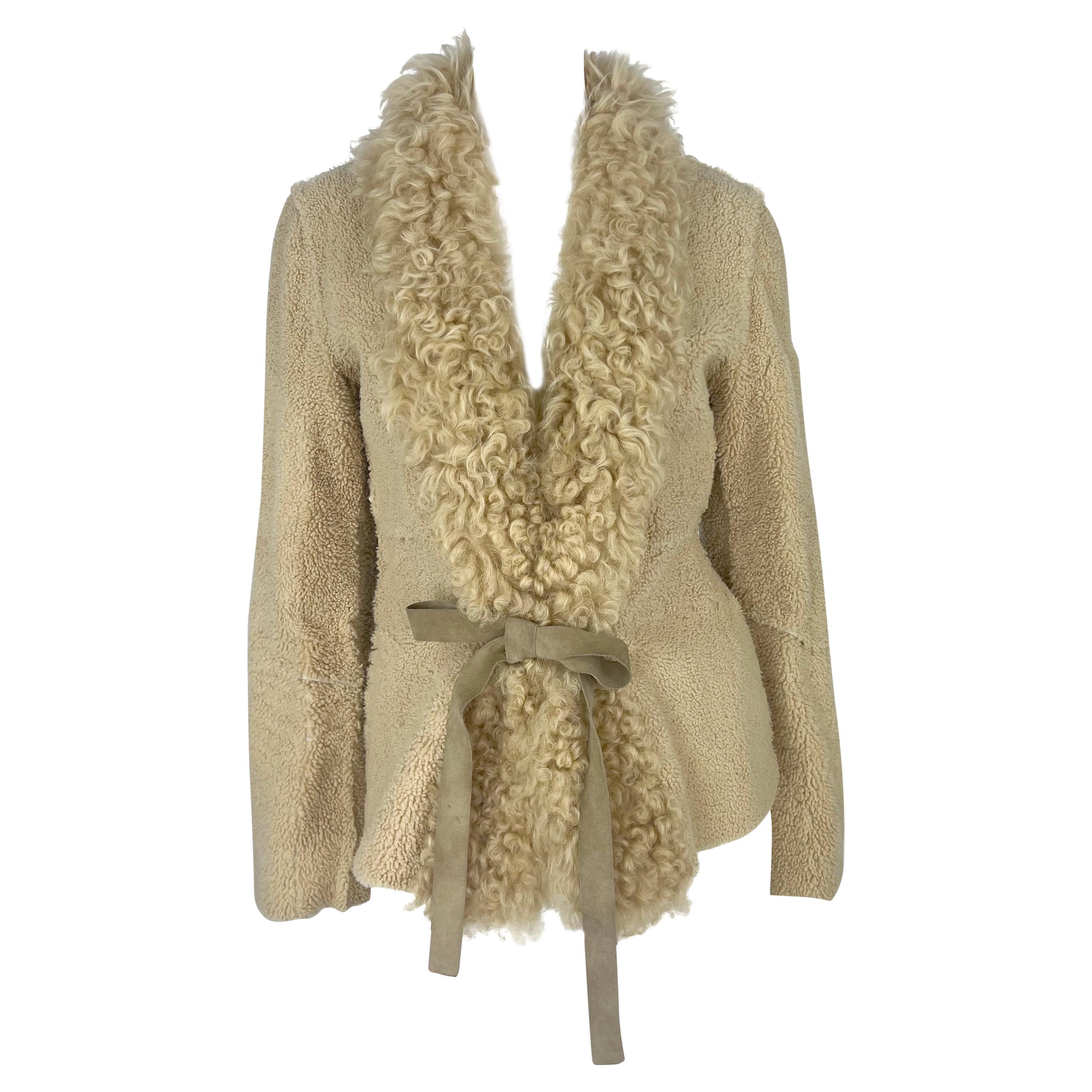 F/W 2001 Dolce 
Gabbana Runway Beige Mongolian Lamb Shearling Jacket