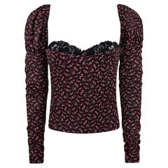 F/W 2001 Dolce & Gabbana Runway Black Red Floral Boned Bustier Long Sleeve
