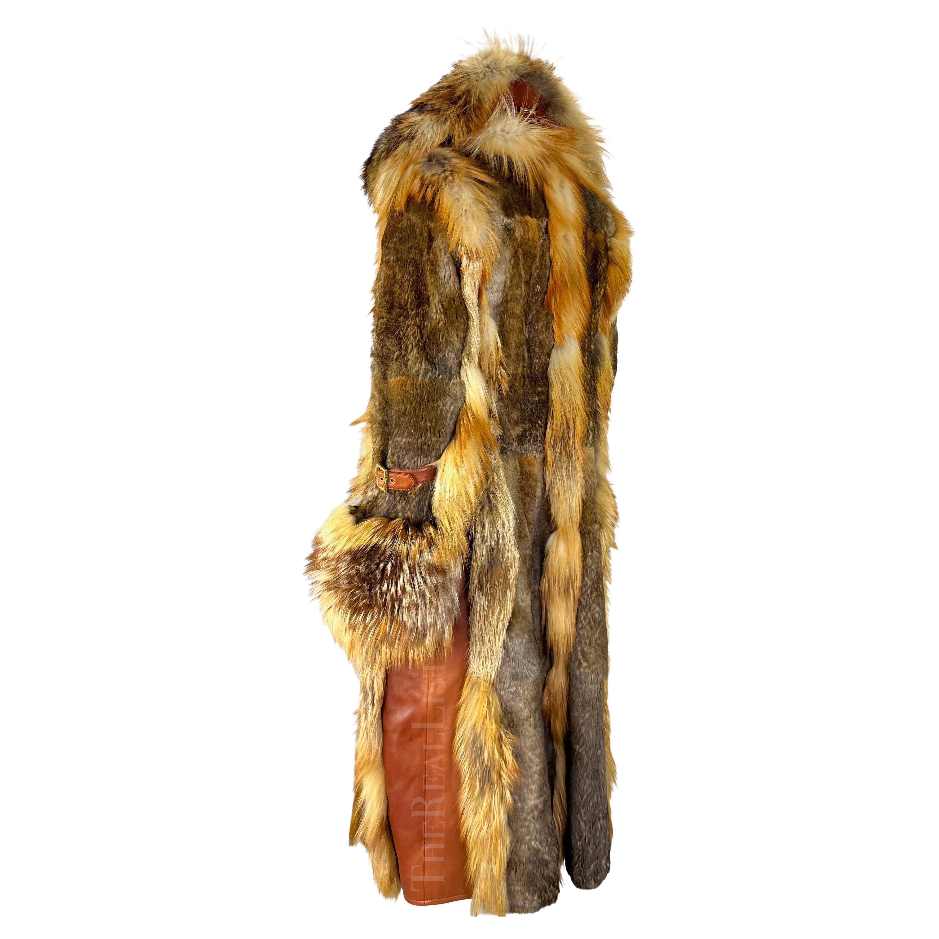 A/I 2001 Dolce & Gabbana: Cappotto aperto oversize in pelliccia e pelle con fibbia in vendita 5