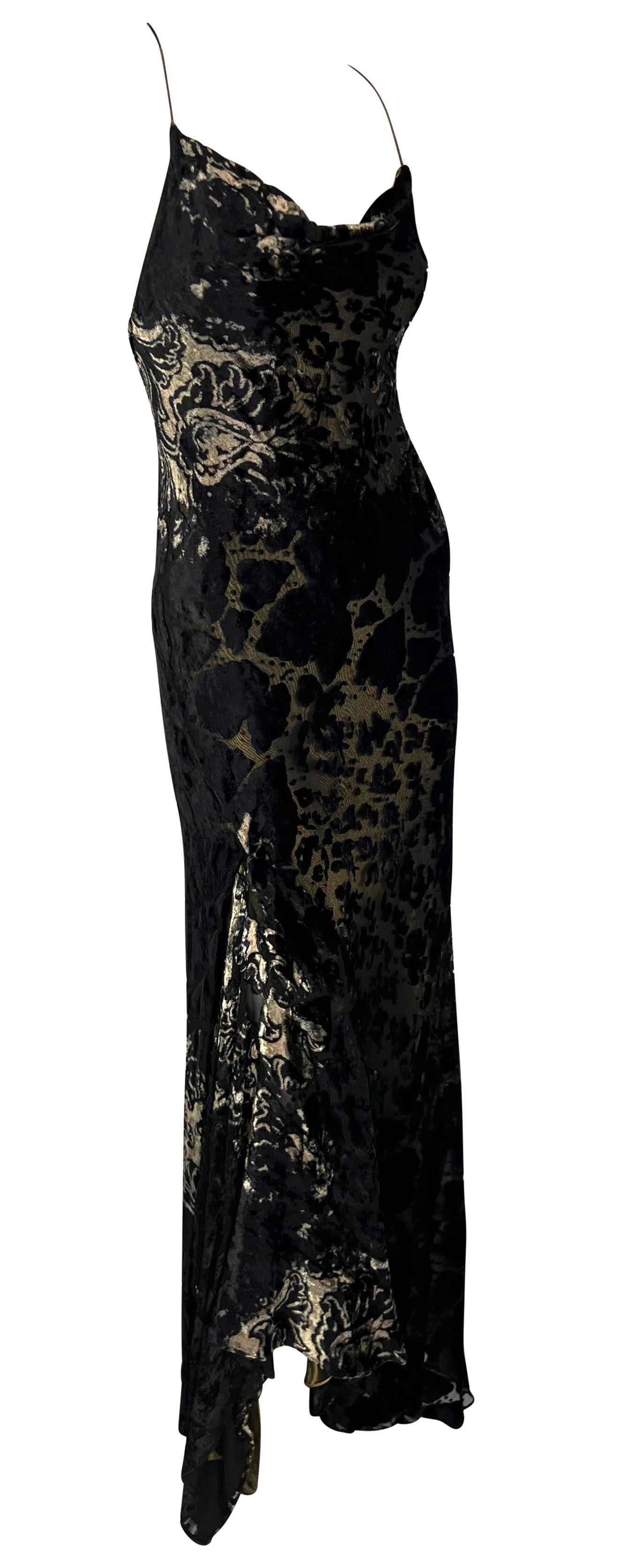 F/W 2001 Donna Karan Runway Gold Lamé Velvet Devoré Overlay Backless Gown  For Sale 5