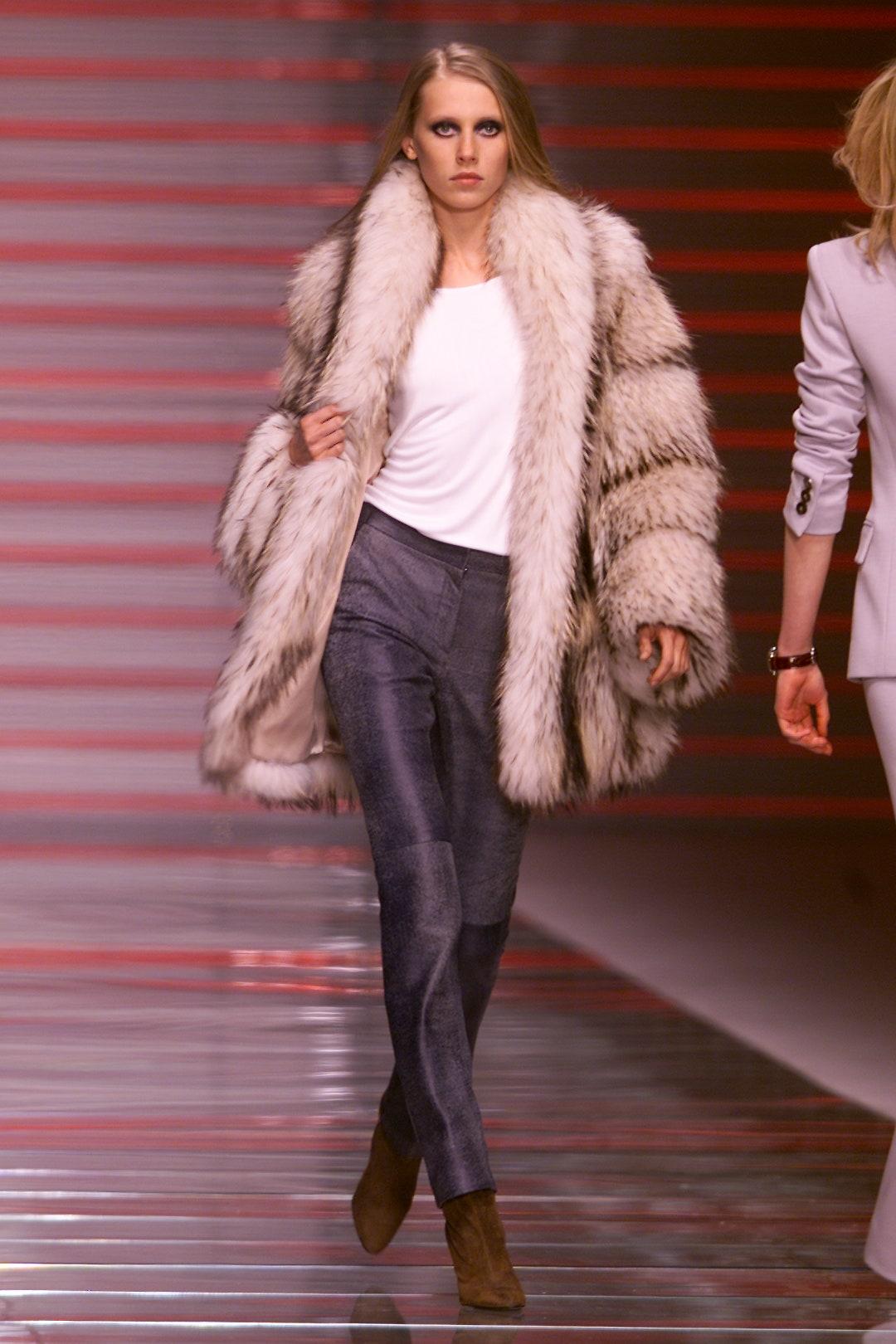 F/W 2001 Gianni Versace Blue Fox Fur Coat Jacket by Donatella Versace Y2K 5