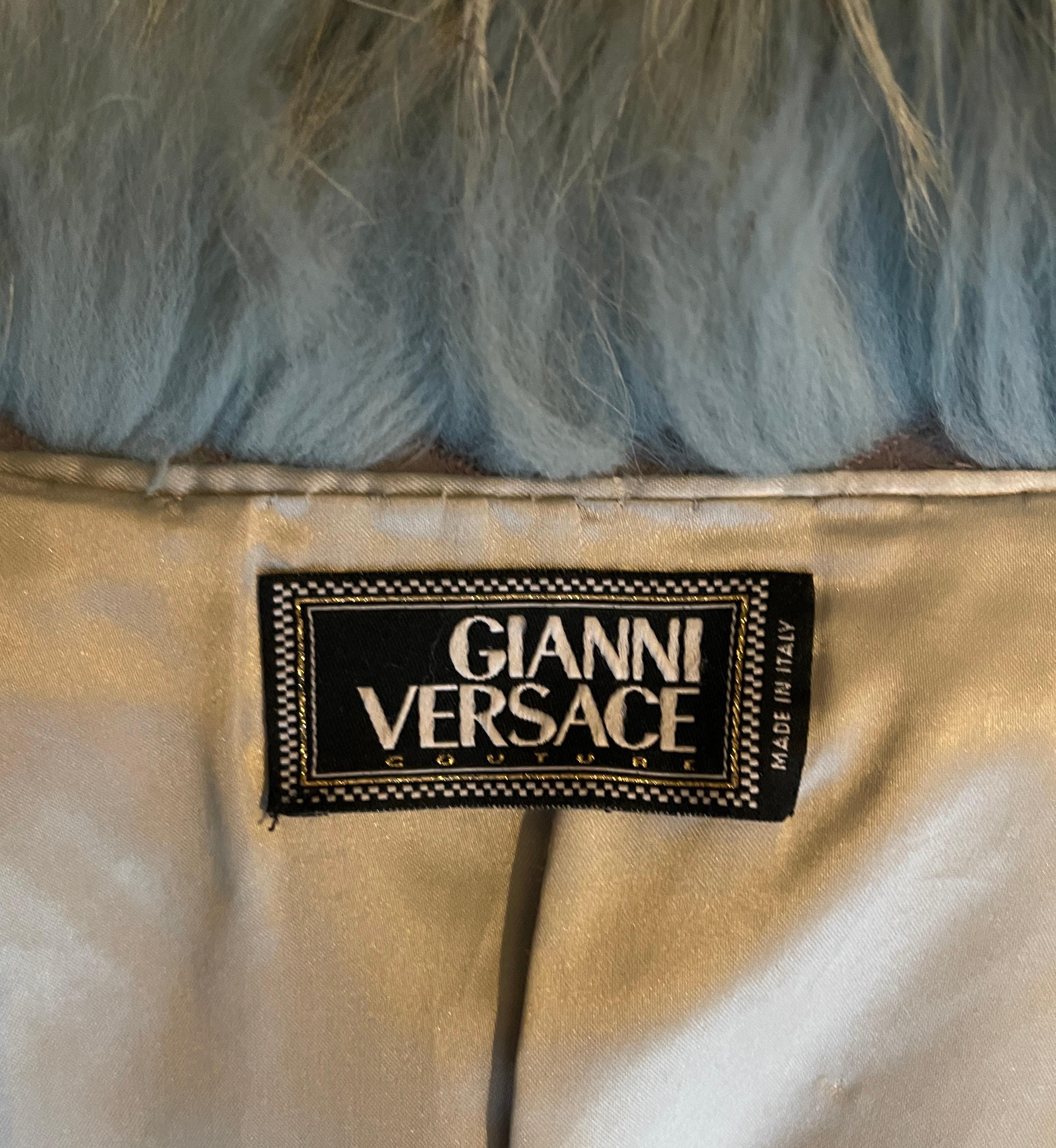 F/W 2001 Gianni Versace Blue Fox Fur Coat Jacket by Donatella Versace Y2K 6