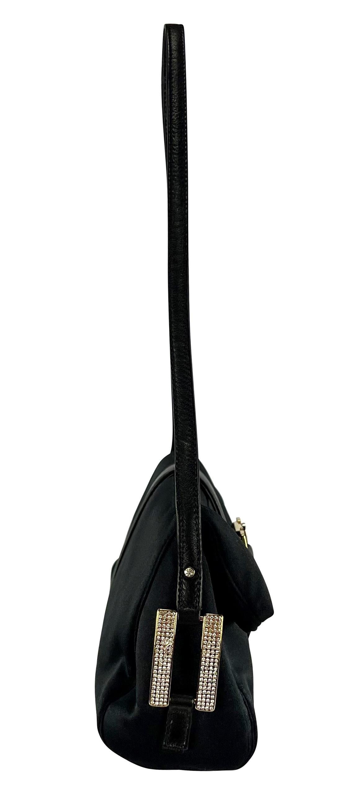 F/W 2001 Gianni Versace by Donatella Black Satin Gold-Tone Rhinestone Shoulder  For Sale 3