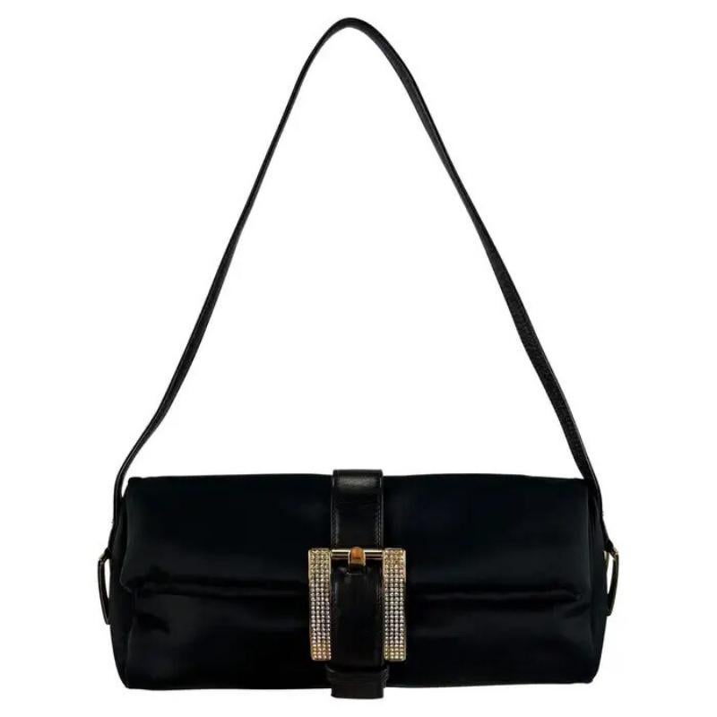 F/W 2001 Gianni Versace by Donatella Versace Hombro Satén Negro Pedrería Dorada en venta