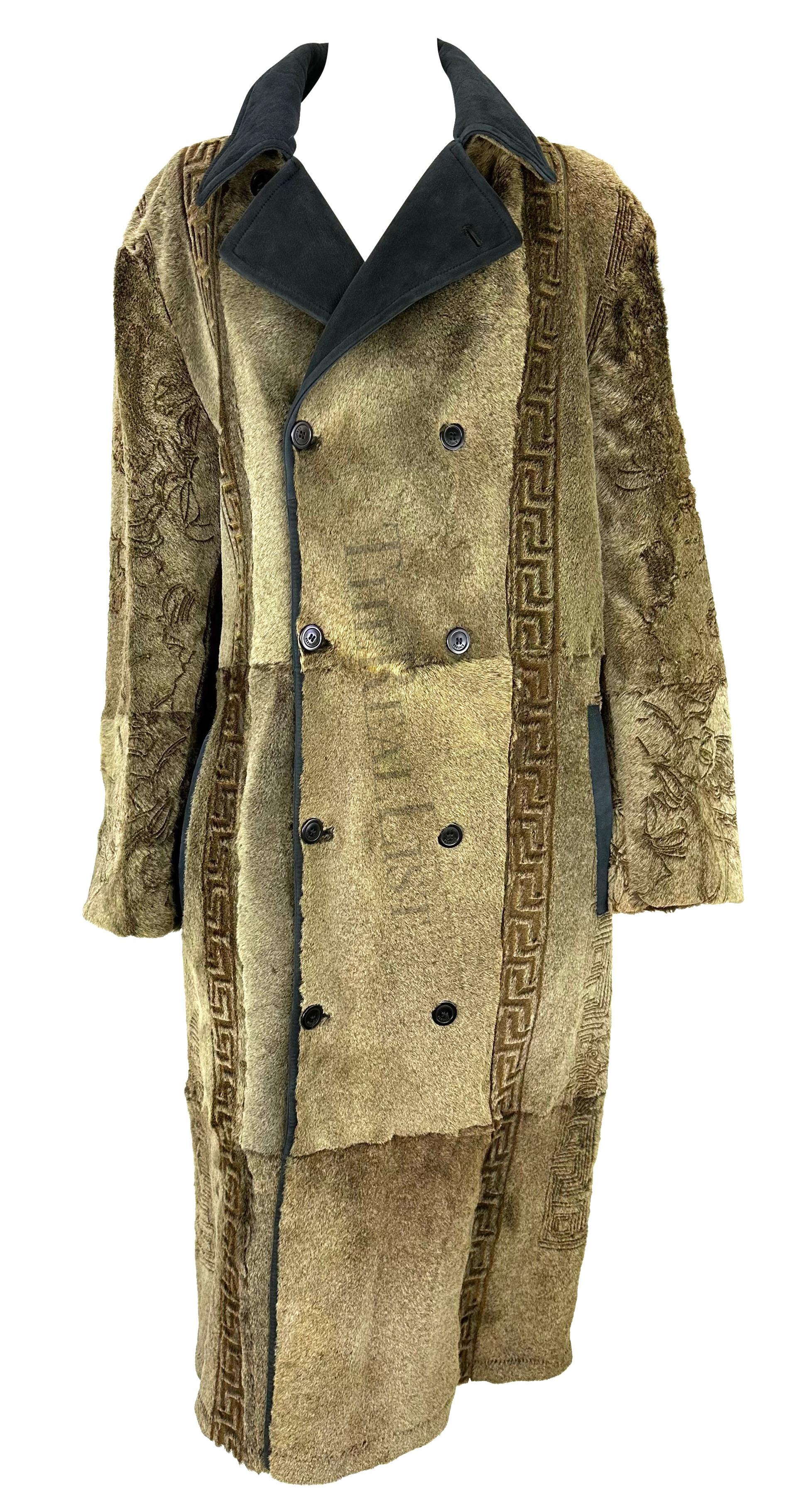 F/W 2001 Gianni Versace by Donatella Painted Pony Hair Brown Full-Length Coat For Sale 1