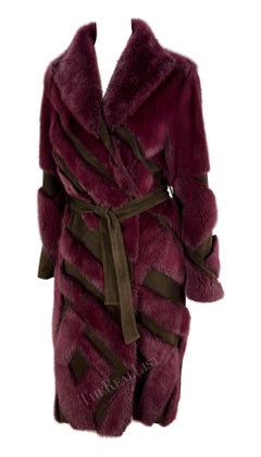 F/W 2001 Gianni Versace by Donatella Purple Mink Fur Brown Suede Trench Coat
