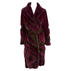 F/W 2001 Gianni Versace by Donatella Purple Mink Fur Brown Suede Trench Coat