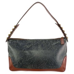 F/W 2001 Gianni Versace by Donatella Rhinestone Blue Distressed Shoulder Bag