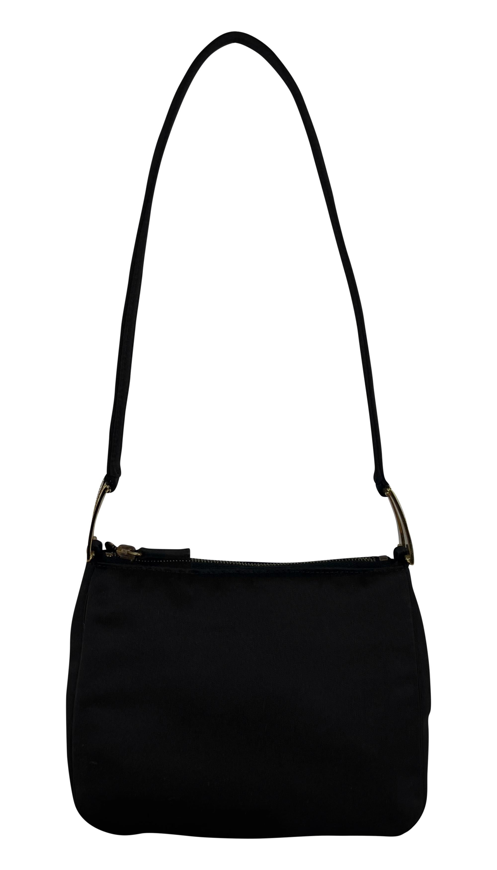 F/W 2001 Gianni Versace by Donatella Rhinestone Buckle Black Satin Mini Bag For Sale 2