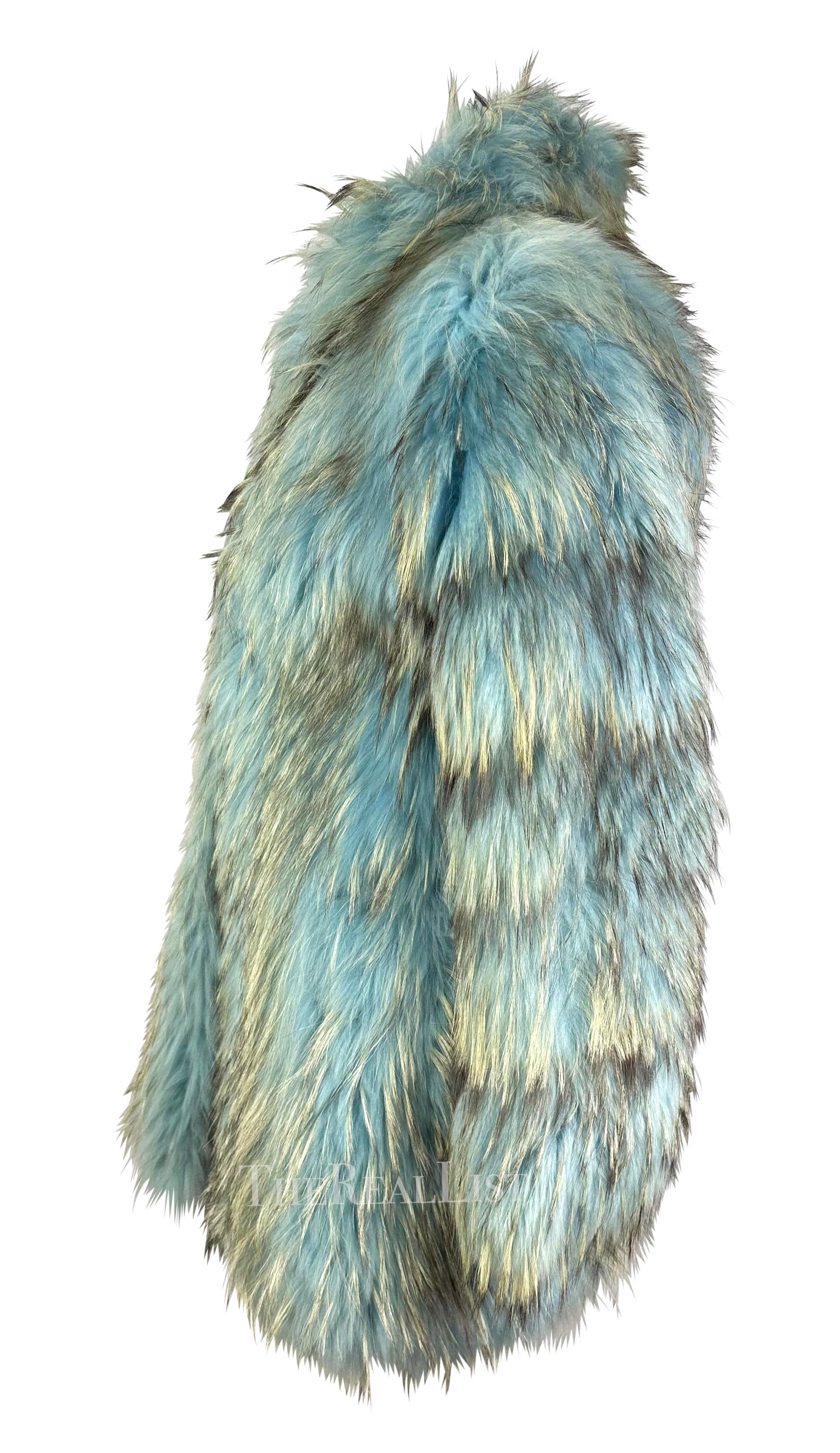 powder blue fur coat