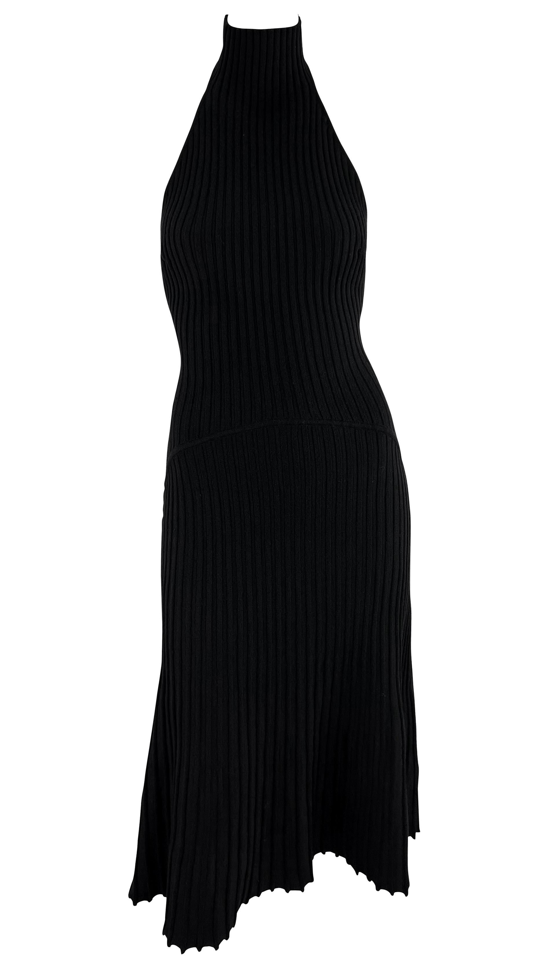 F/W 2001 Gianni Versace by Donatella Runway Black Bodycon Knit Halter Dress In Excellent Condition For Sale In West Hollywood, CA