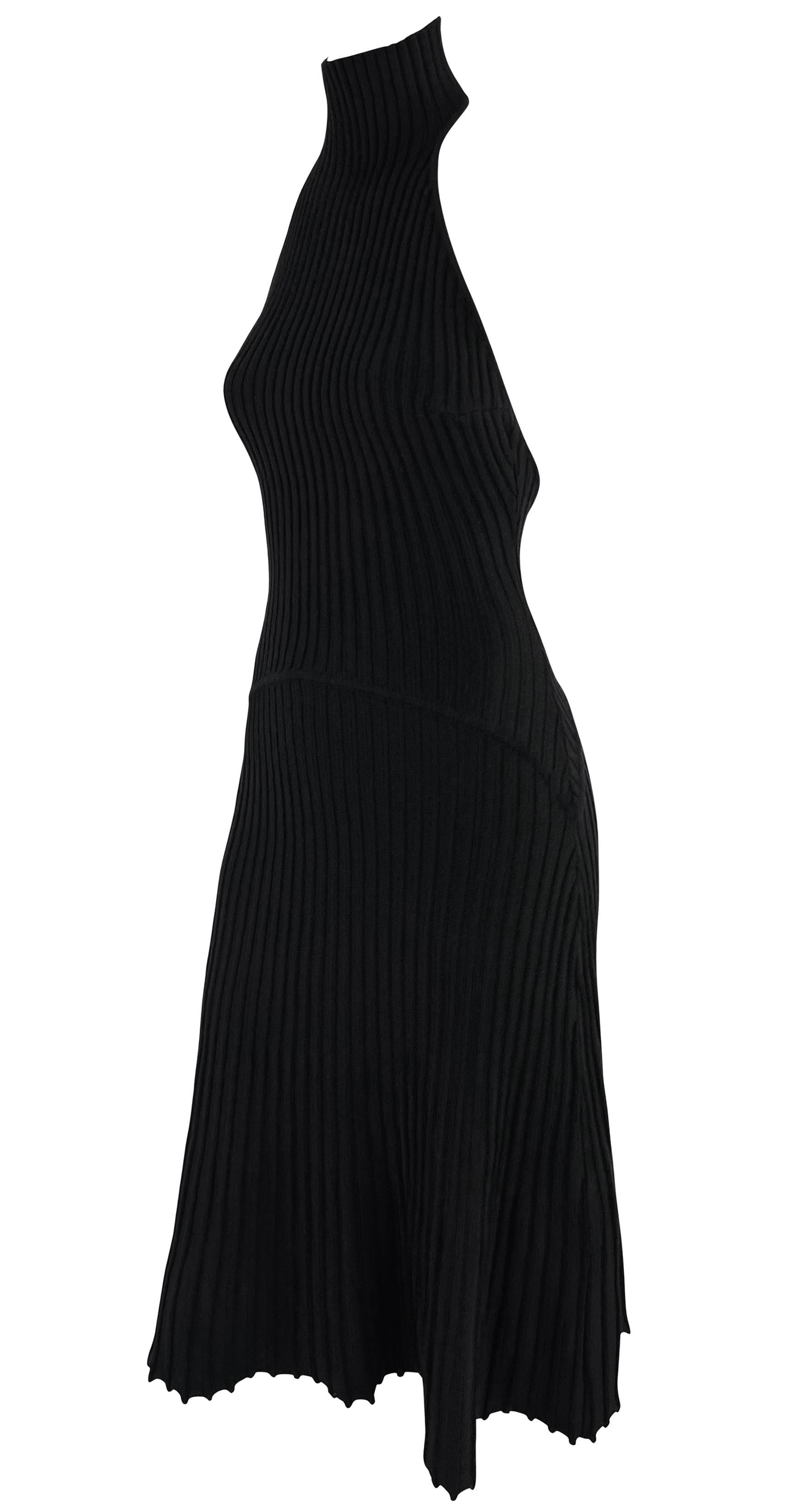 Women's F/W 2001 Gianni Versace by Donatella Runway Black Bodycon Knit Halter Dress For Sale