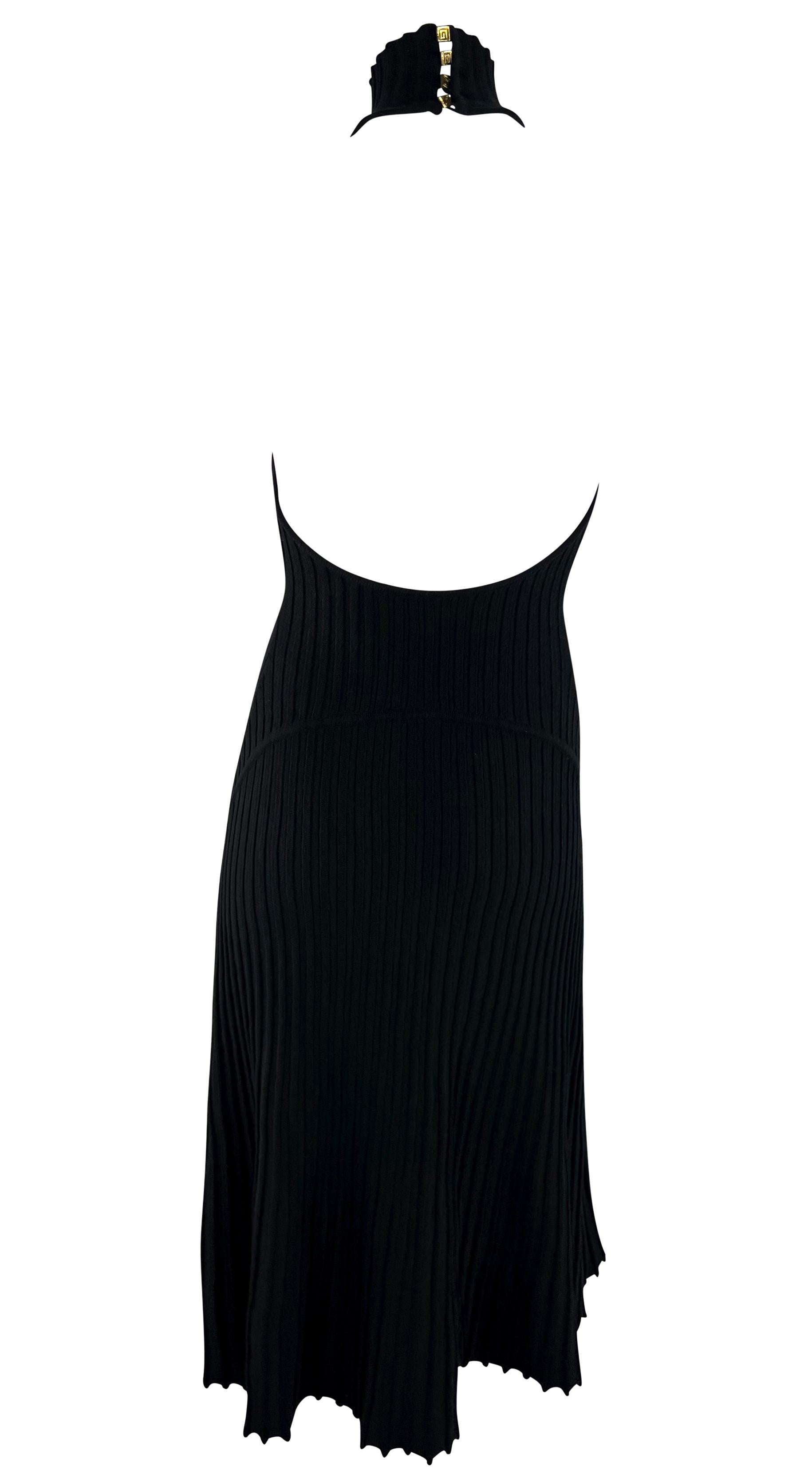 F/W 2001 Gianni Versace by Donatella Runway Black Bodycon Knit Halter Dress For Sale 2