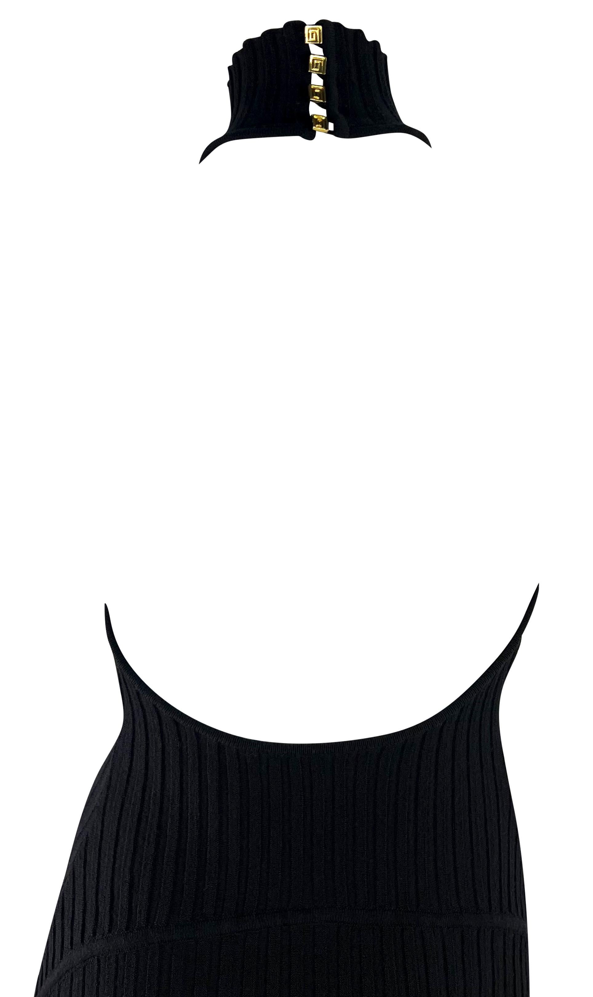 F/W 2001 Gianni Versace by Donatella Runway Black Bodycon Knit Halter Dress For Sale 3